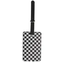 Checkered Luggage Tag Black-White Strap